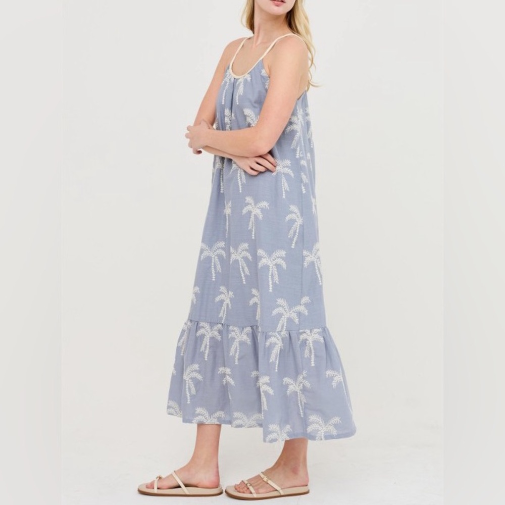 Embroidered Spaghetti Strap Dress